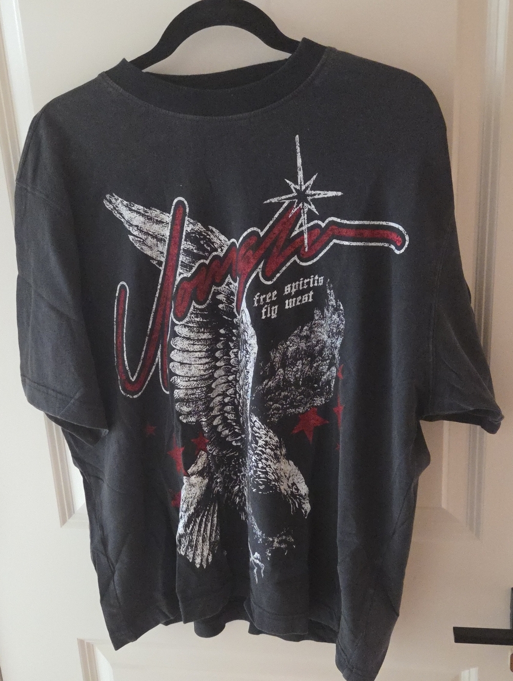 YoungLA Black Graphic Eagle Tee with Red Script